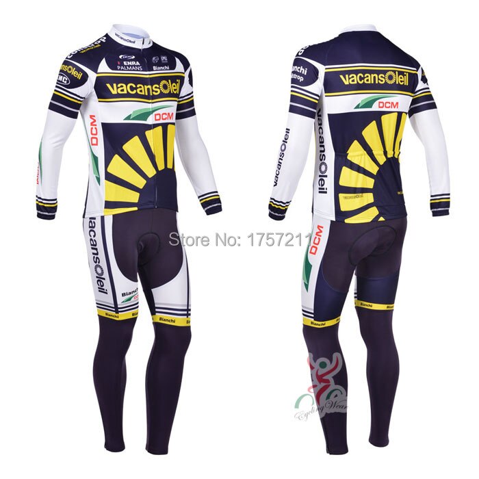 2013 vacansoleil [thermal] long sleeve cycling jersey and cycle pants set mountain bike riding clothes best wear